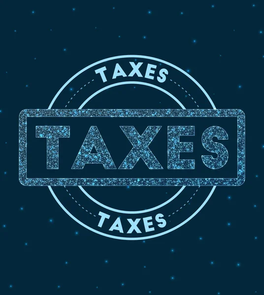 Impostos Brilhando crachá redondo Estilo de rede impostos geométricos carimbo no espaço Ilustração vetorial —  Vetores de Stock