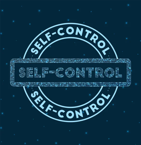 Selfcontrol Placa redonda brillante Estilo de red sello de autocontrol geométrico en el espacio Vector — Archivo Imágenes Vectoriales