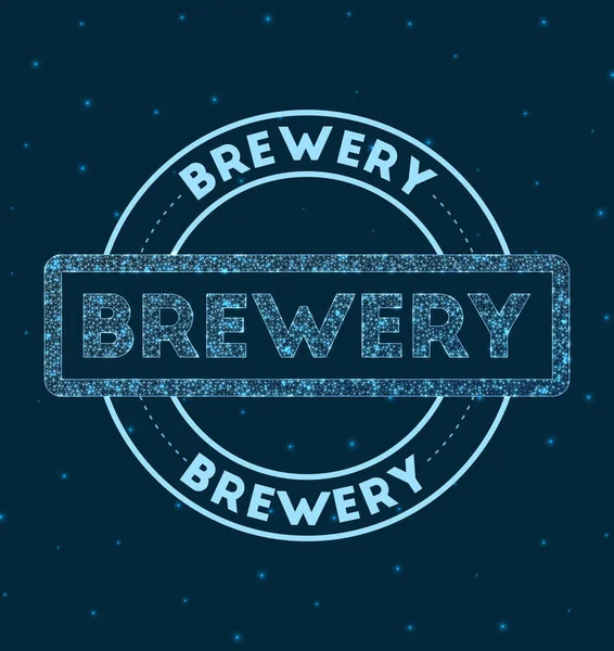 ( 영어 ) Brewery Glowing round badge Network style geometry brewery stamp in space Vector illustration — 스톡 벡터