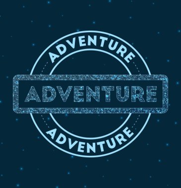 Uzay vektöründe Parlayan Yuvarlak Rozet Ağ stili geometrik macera damgası