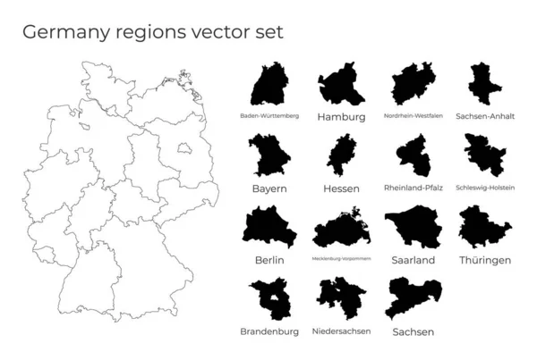 Γερμανία χάρτης με τα σχήματα των περιφερειών Κενό διανυσματικός χάρτης της χώρας με τις περιφέρειες Σύνορα της — Διανυσματικό Αρχείο