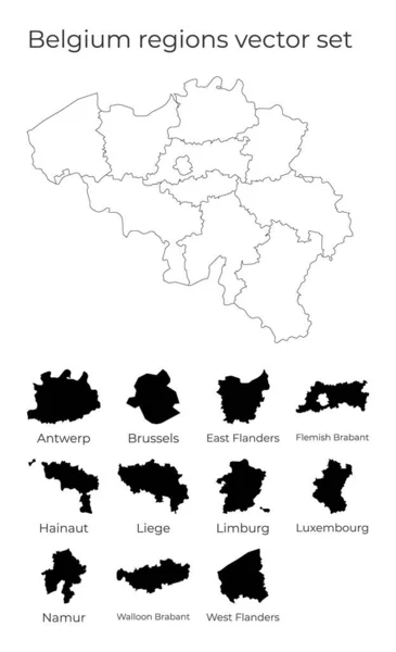 Mapa Belgii z kształtami regionów Ślepa mapa wektorowa kraju z regionami Granice — Wektor stockowy