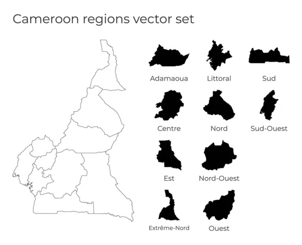 Χάρτης του Καμερούν με σχήματα περιφερειών Κενό διανυσματικός χάρτης της χώρας με περιφέρειες Σύνορα της — Διανυσματικό Αρχείο