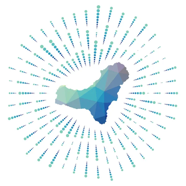 Σχήμα του El Hierro polygonal sunburst Χάρτης του νησιού με πολύχρωμες ακτίνες αστέρι El Hierro — Διανυσματικό Αρχείο