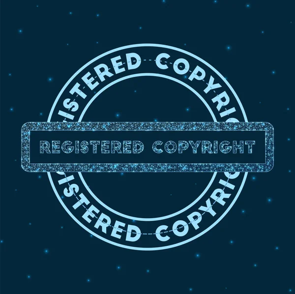 Registered copyright Glowing round badge Network 스타일의 저작권 등록 스탬프 — 스톡 벡터