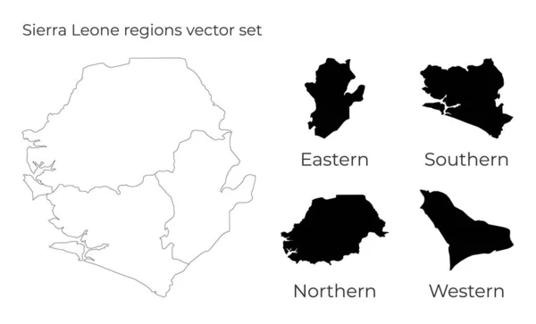 Sierra Leone mapa s tvary regionů Prázdná vektorová mapa země s regiony Hranice — Stockový vektor