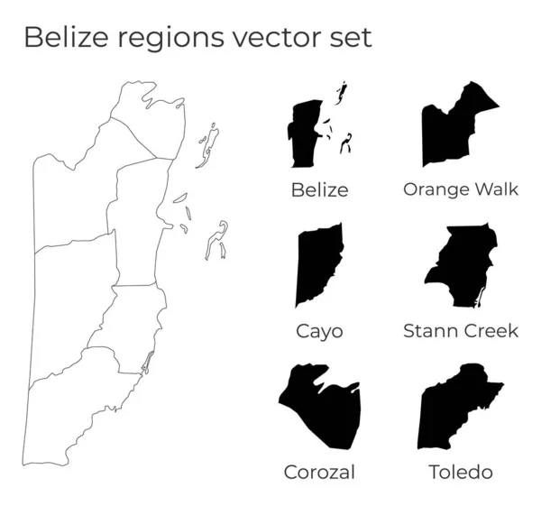 Belice mapa con formas de regiones Mapa vectorial en blanco del país con regiones Fronteras de la — Vector de stock