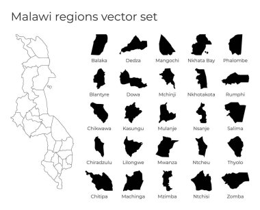 Malawi haritası ülkenin boş vektör haritası ve bölge sınırları ile şekilleri
