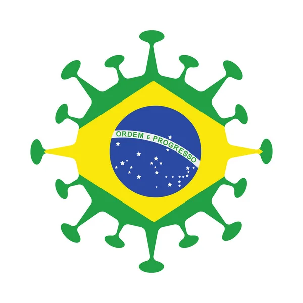 Drapeau du Brésil en forme de virus Signe pays Illustration vectorielle — Image vectorielle