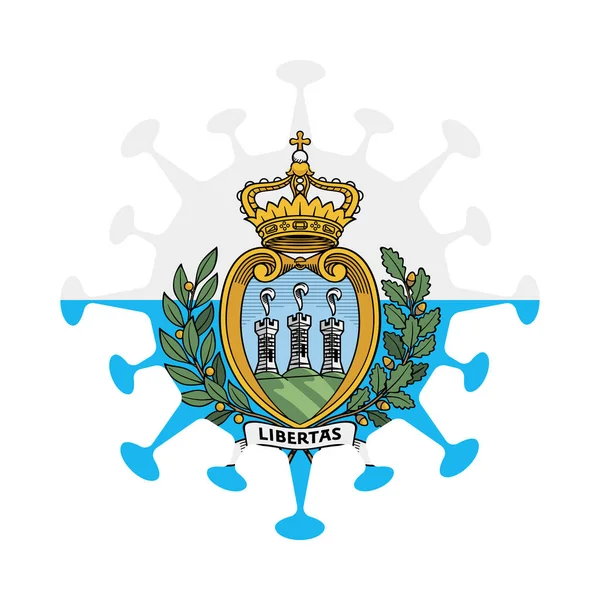 Bandera de San Marino en forma de virus Signo de país Vector illustration — Vector de stock