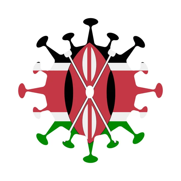 Drapeau du Kenya en forme de virus Signe pays Illustration vectorielle — Image vectorielle