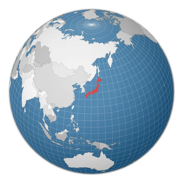 Dünya haritasında yeşil renkle vurgulanmış Japonya Ülkesi 'ne odaklı dünya uydu dünyası