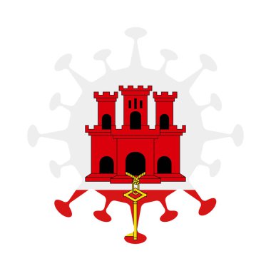 Virüs biçimli Cebelitarık Bayrağı Ülke İmza İllüstrasyonu