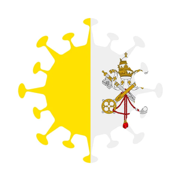 病毒形状的梵蒂冈国旗国家标志矢量图解 — 图库矢量图片