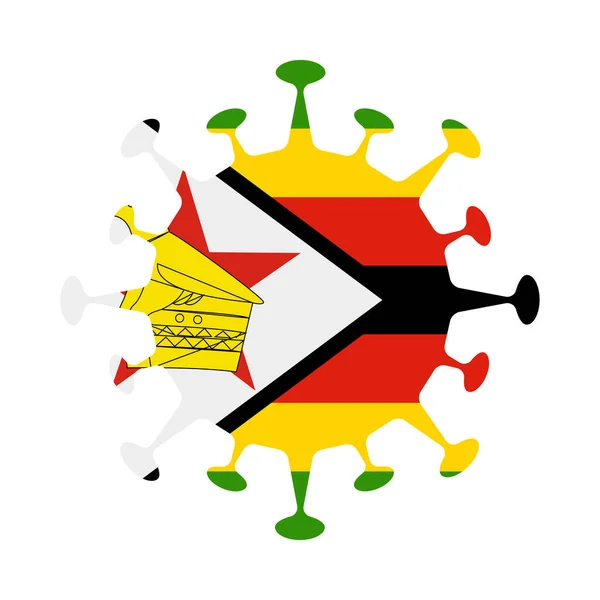 Bandeira do Zimbabué em forma de vírus Sinal de país Ilustração vetorial — Vetor de Stock