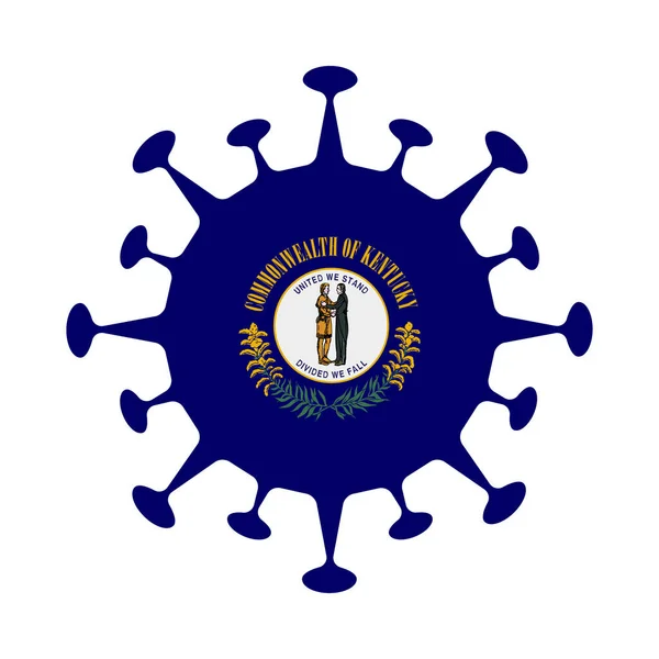 Flag of Kentucky in virus shape Us state sign Vector illustration — Stock Vector