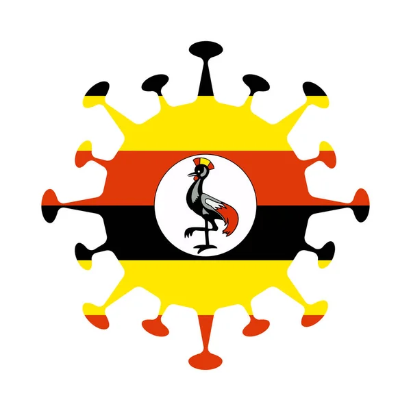 Bandera de Uganda en forma de virus Signo de país Vector illustration — Vector de stock