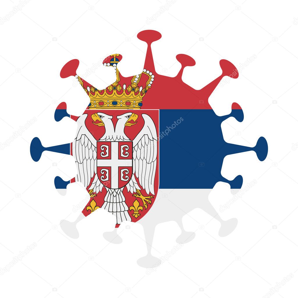 Flag of Serbia in virus shape Country sign Vector illustration