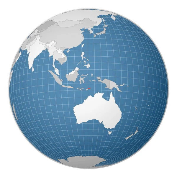 Globo centrado no TimorLeste País destacado com cor verde no mapa mundial Mundo satélite — Vetor de Stock