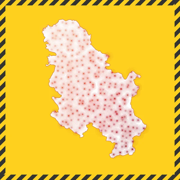 Сербія закрила вірусну небезпеку знак Lock down country icon Чорний смугастий кордон навколо карти з — стоковий вектор