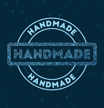 Uzay Vektörü illüstrasyonunda el yapımı Parlak Rozet Ağ stili el yapımı pul