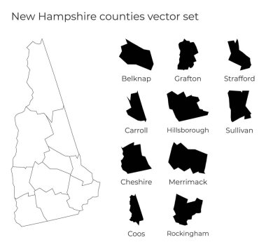New Hampshire haritasında ABD Eyaleti 'nin boş vektör haritası ve ilçeleri