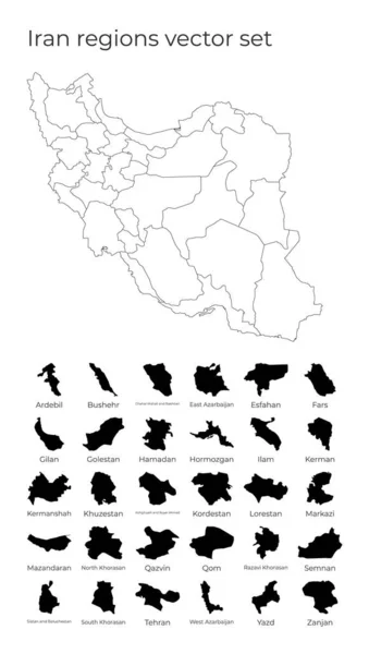 Iran mappa con le forme delle regioni Carta vettoriale vuota del Paese con le regioni Confini del — Vettoriale Stock