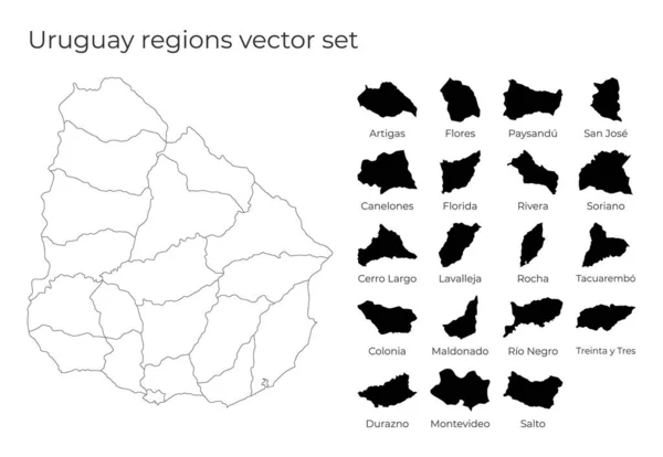 Uruguay mapa con formas de regiones Mapa vectorial en blanco del país con regiones — Vector de stock