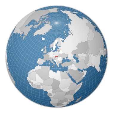 Dünya haritasında yeşil renkle vurgulanan dünya merkezi Slovakya Ülkesi Uydu dünyası