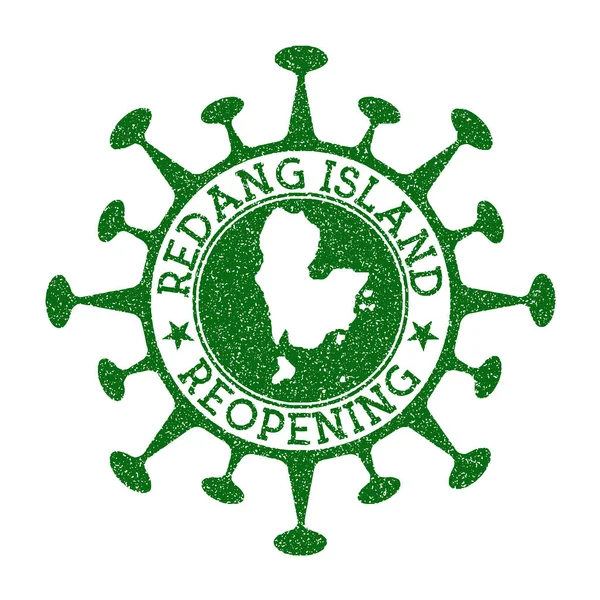 Isla Redang reapertura sello verde ronda insignia de la isla con el mapa de Isla Redang apertura — Archivo Imágenes Vectoriales