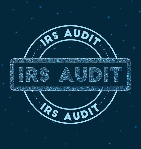 IRS Audit Glödande runda badge Nätverk stil geometriska IRS Audit stämpel i rymden Vector — Stock vektor