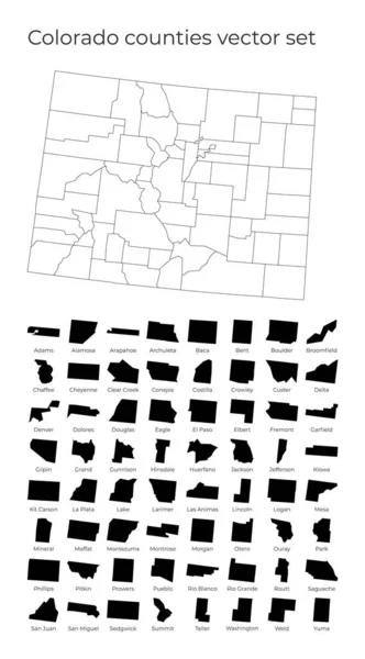 Карта Колорадо з формами областей Чиста векторна мапа нас Штат з округами Межі — стоковий вектор