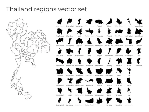 Thajsko mapa s tvary regionů Prázdná vektorová mapa země s regiony Hranice — Stockový vektor