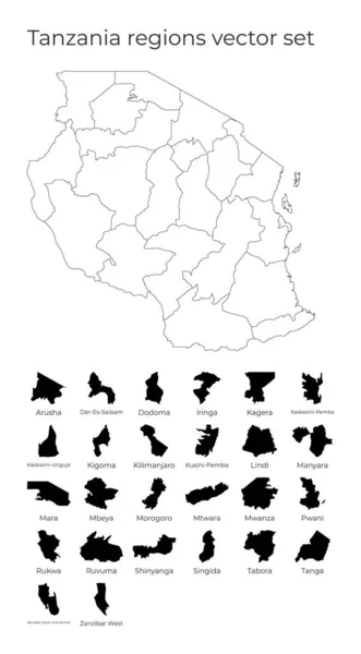 Tanzania mapa con formas de regiones Mapa vectorial en blanco del país con regiones Fronteras de la — Vector de stock