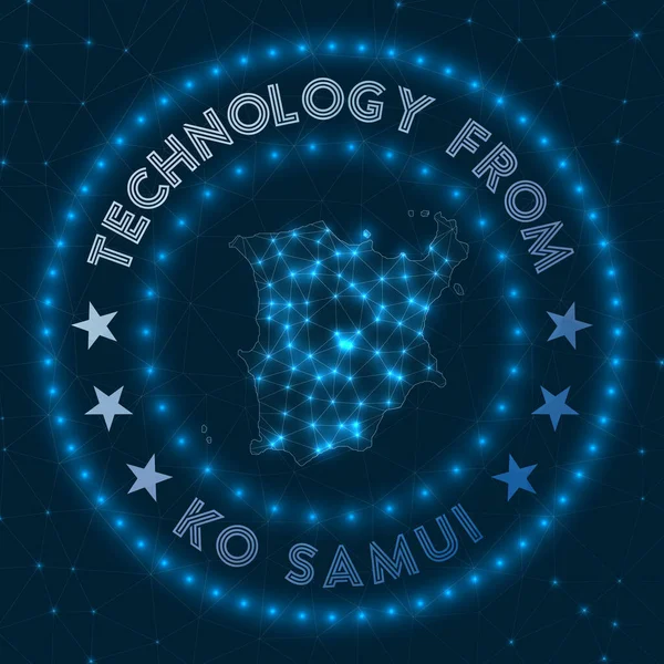 Технология от Ko Samui Футуристический геометрический знак острова Технологическая концепция Round Ko — стоковый вектор