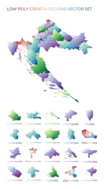 Hırvatistan 'ın düşük poligonal bölgelerinde tasarladığınız bölgeler için Geometrik haritalar içeren çokgen haritaları