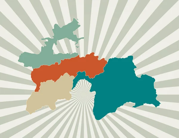 Χάρτης Τατζικιστάν Αφίσα με χάρτη της χώρας σε ρετρό χρωματική παλέτα Σχήμα Τατζικιστάν με — Διανυσματικό Αρχείο