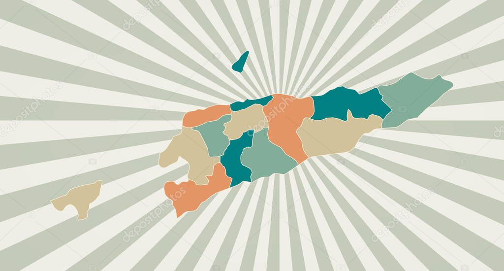 TimorLeste map Poster with map of the country in retro color palette Shape of TimorLeste with