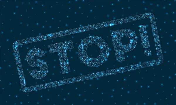 Stop Word in stile digitale Badge di arresto geometrico luminoso Potente illustrazione vettoriale — Vettoriale Stock