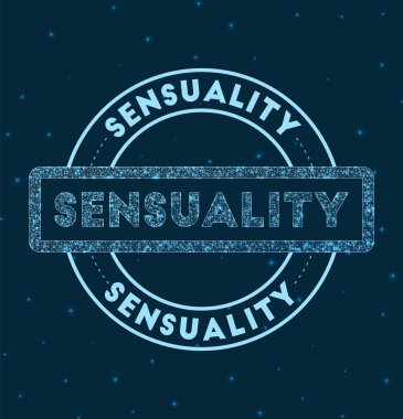 Duygusallık Parlayan yuvarlak rozet Uzay Vektöründe Ağ stili geometrik şehvet damgası