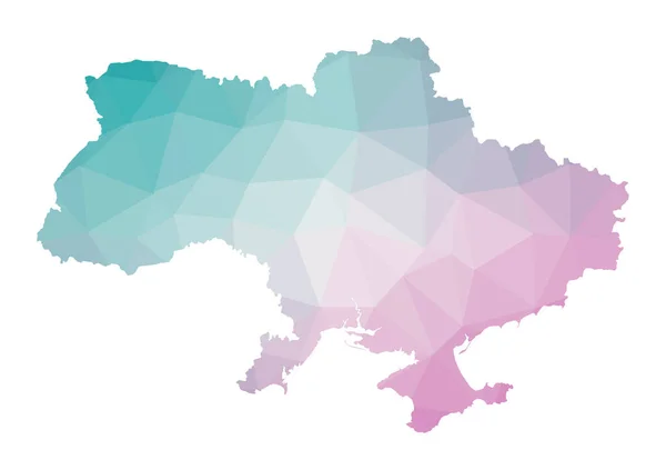 Mapa poligonal da Ucrânia Ilustração geométrica do país em cores ametistas esmeralda Ucrânia — Vetor de Stock