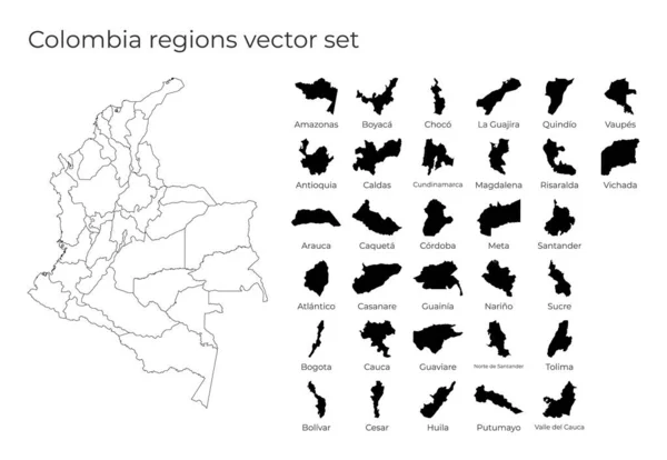 콜롬비아 지도와 블랭크 벡터 지도의 모양을 가지고 있으며 지역의 국경이 있는 나라의 지도 — 스톡 벡터
