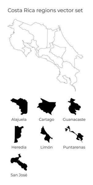 Costa Rica mapa com formas de regiões Mapa vetorial em branco do país com regiões Fronteiras do — Vetor de Stock