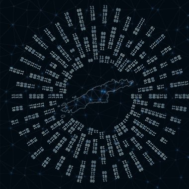 Hidra dijital harita ikili ışınları parlayan ada internet bağlantıları ve verileri etrafında yayılıyor