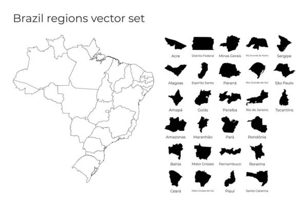 Карта Бразилии с формами регионов Бланк векторной карты страны с регионами — стоковый вектор