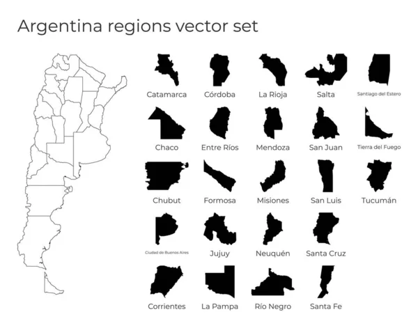 Argentina mapa s tvary regionů Prázdná vektorová mapa země s regiony Hranice — Stockový vektor