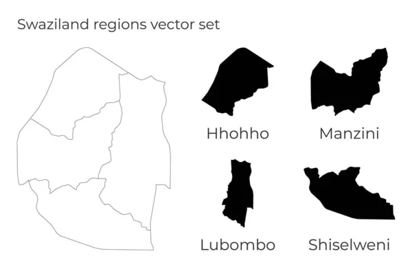 Svazijsko mapa s tvary regionů Prázdná vektorová mapa země s regiony Hranice — Stockový vektor