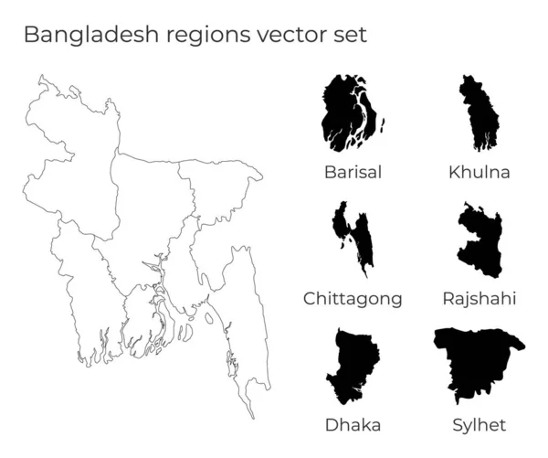 Χάρτης του Μπαγκλαντές με σχήματα περιφερειών Κενό διανυσματικός χάρτης της χώρας με περιφέρειες Σύνορα της — Διανυσματικό Αρχείο