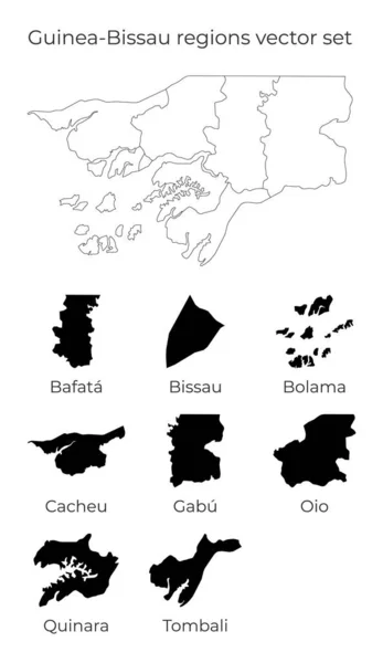 GuineaBissau mapa con formas de regiones Mapa vectorial en blanco del país con regiones Fronteras de — Vector de stock