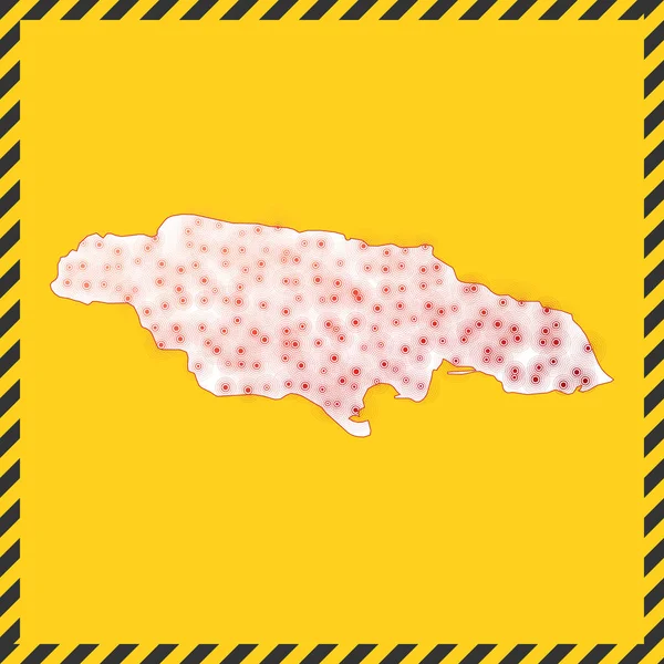Τζαμάικα έκλεισε τον ιό σήμα κινδύνου Κλειδώστε χώρα εικονίδιο Μαύρο ριγέ σύνορα γύρω από το χάρτη με — Διανυσματικό Αρχείο